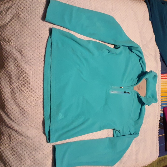 Eddie Bauer Ascent light Turquoise 1/4 zip Fleece Pullover with front pocket - Picture 2 of 4